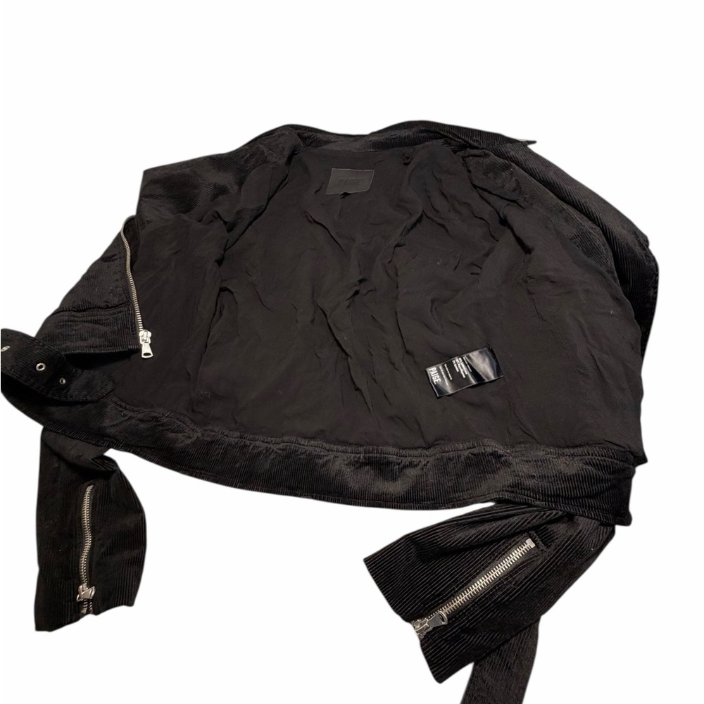 Paige Women's Shanna Black Corduroy Velvet Moto Jacket Size XS - Picture 11 of 14